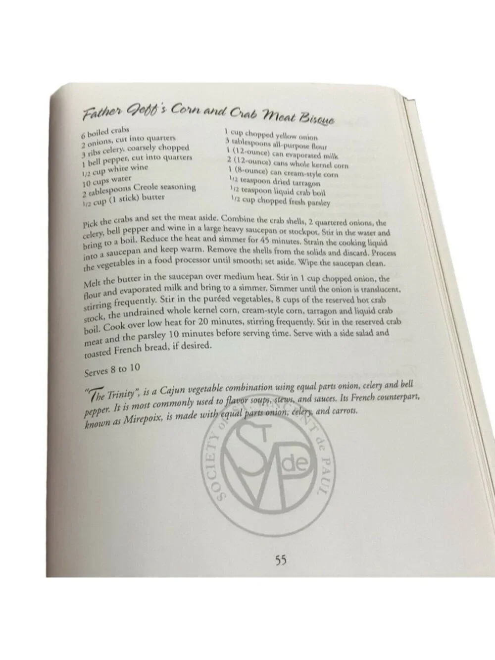 Taste & See Cookbook Society Of St Vincent De Paul Louisiana Hardcover 2009